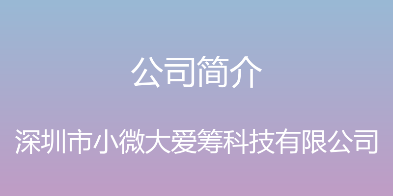 公司简介 - 深圳市小微大爱筹科技有限公司