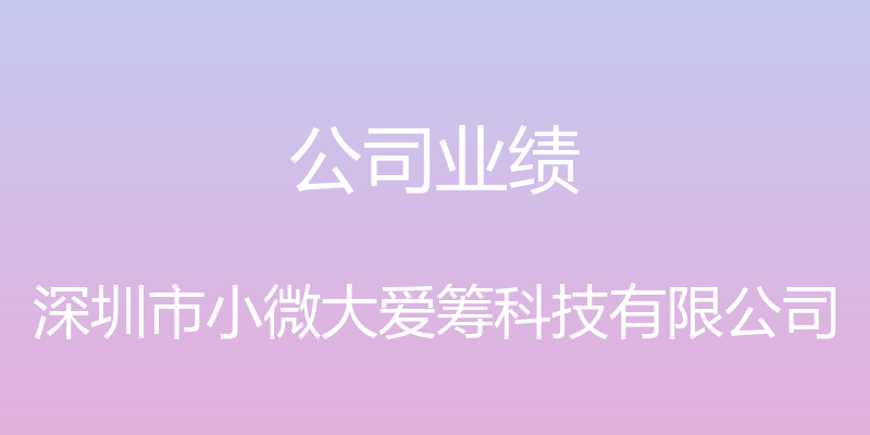 公司业绩 - 深圳市小微大爱筹科技有限公司